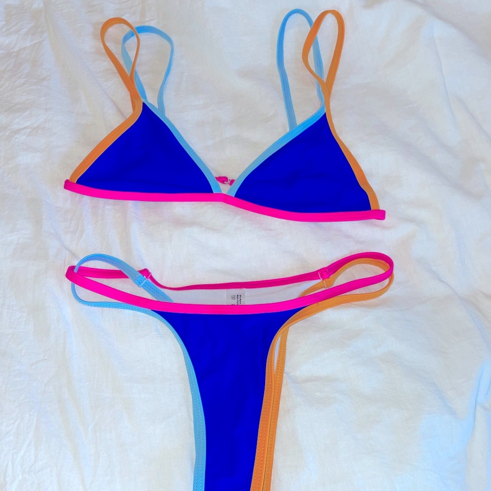 2pc Retro Multicolor Thong Bikini